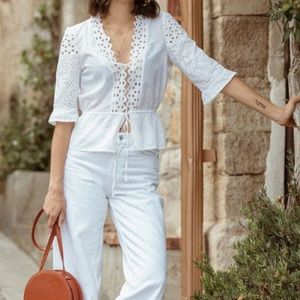 Rouje white lace blouse size 36